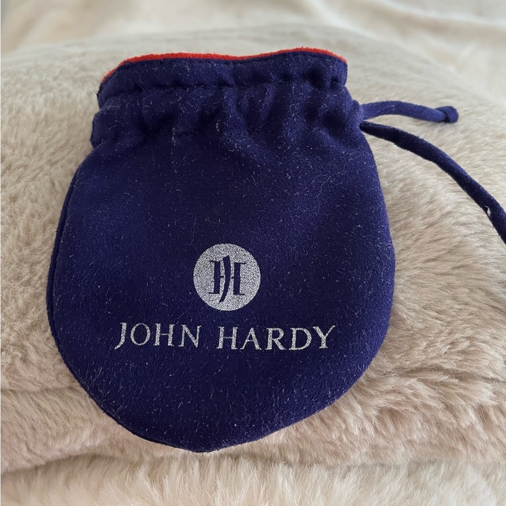 John Hardy Blue Suede Authentic Jewelry Pouch with Drawstring